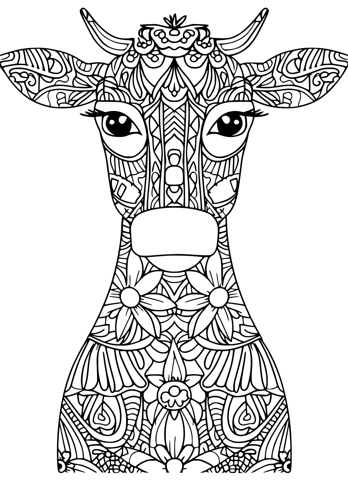 animal pictures to color deer, giraffe, zentangle, free coloring page downloads