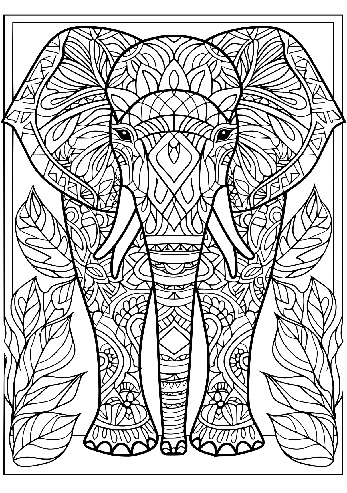 adult coloring pages elephant, zentangle, dumbo, free page downloads