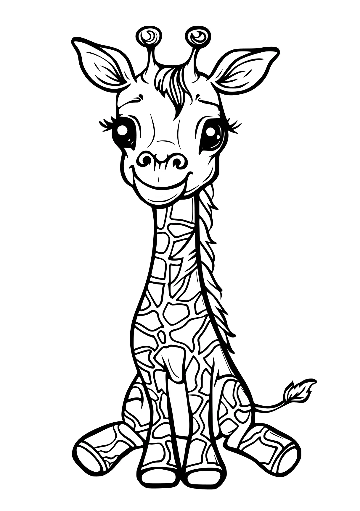 animal coloring pages giraffe, llama, seahorse, zebra, deer, free page downloads