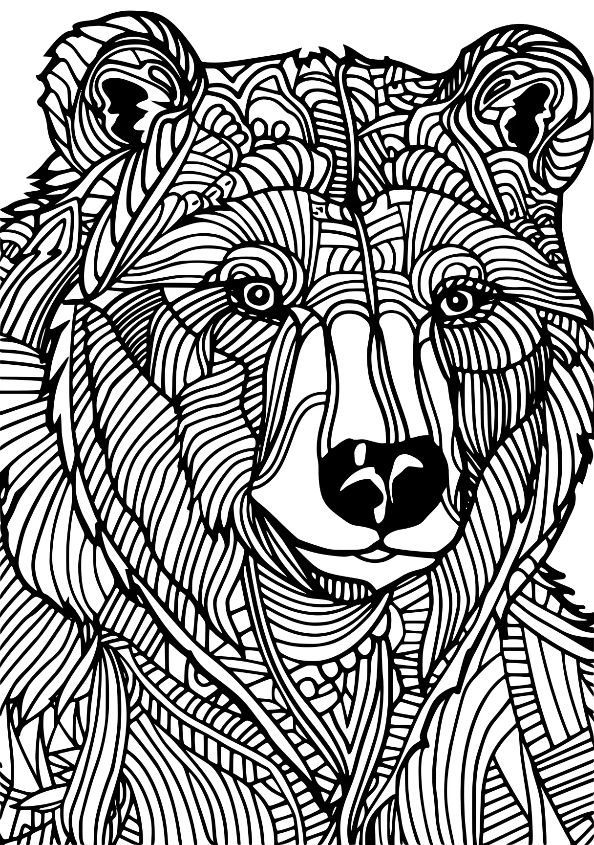 coloring pages for adults online, zentangle, bear, lion, free page downloads