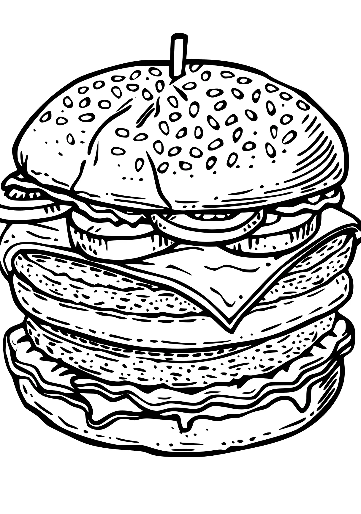 food coloring pages burger, foods, food, illustrator, middle, free page downloads