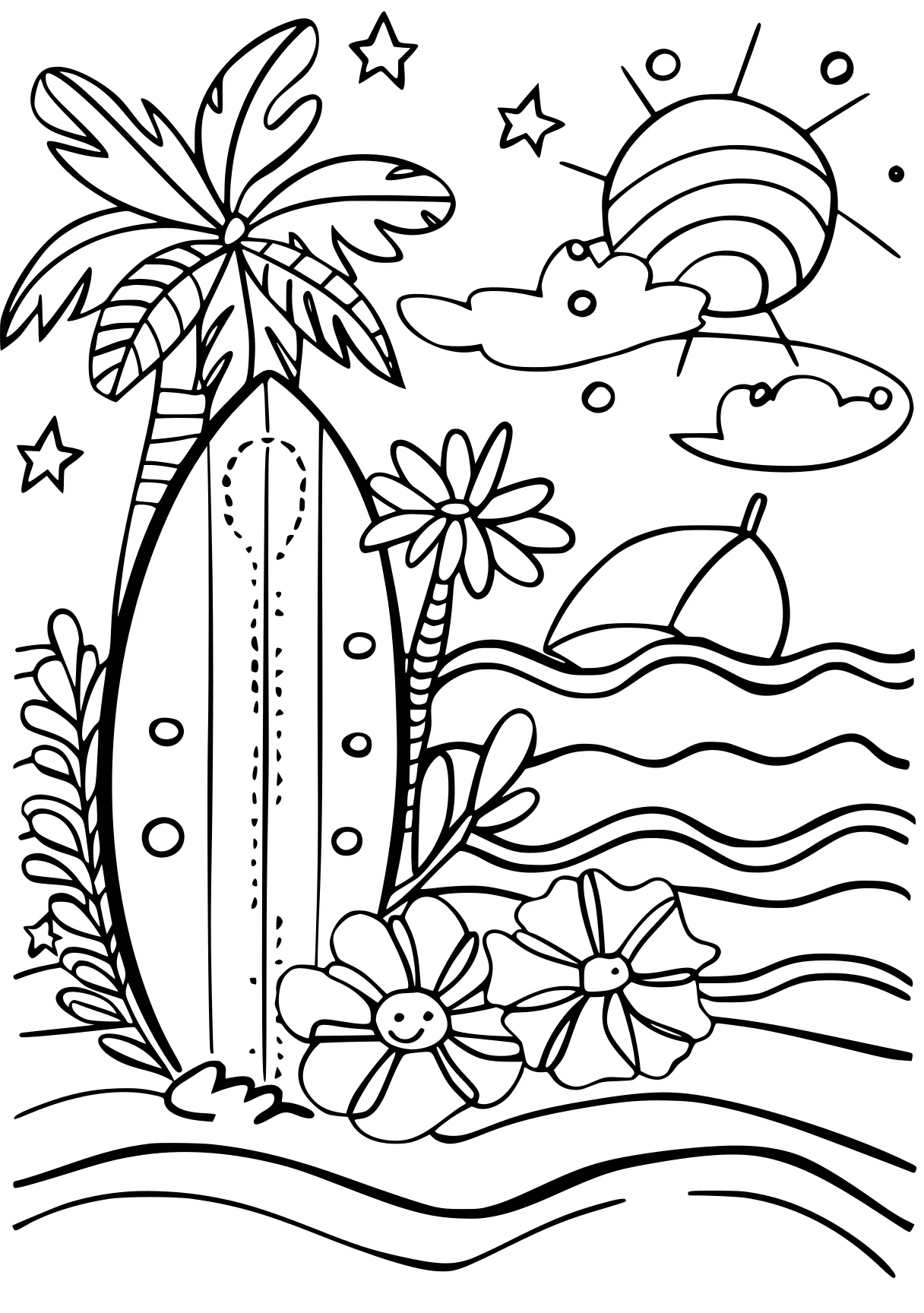 summer coloring, palm, illustrator, zentangle, free page downloads