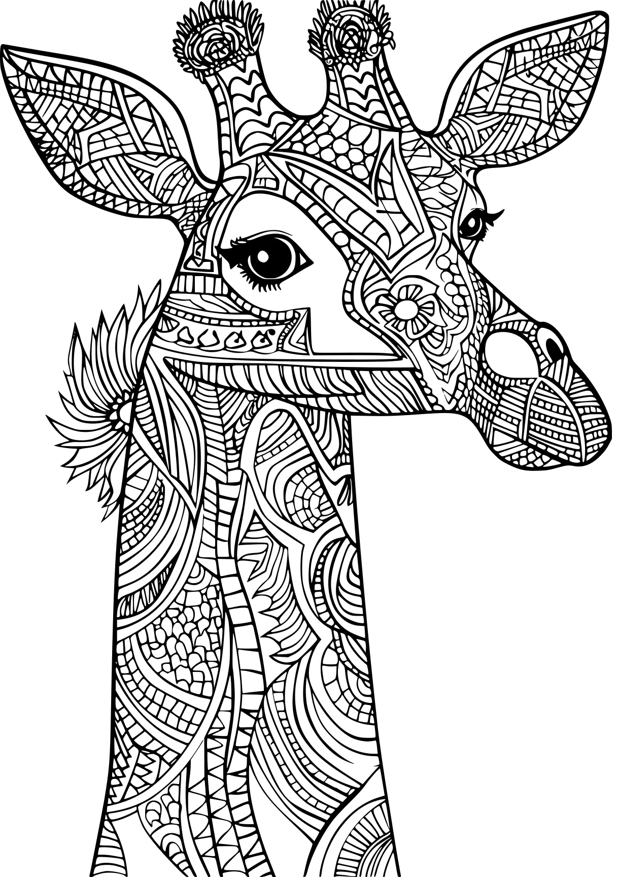 animal coloring pages llama, giraffe, zentangle, unicorn, deer, free page downloads