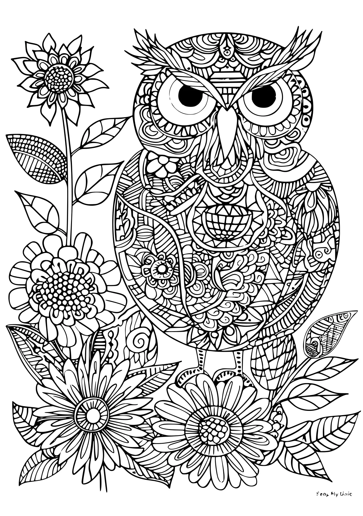 coloring pages pdf owl, zentangle, colouring, free page downloads