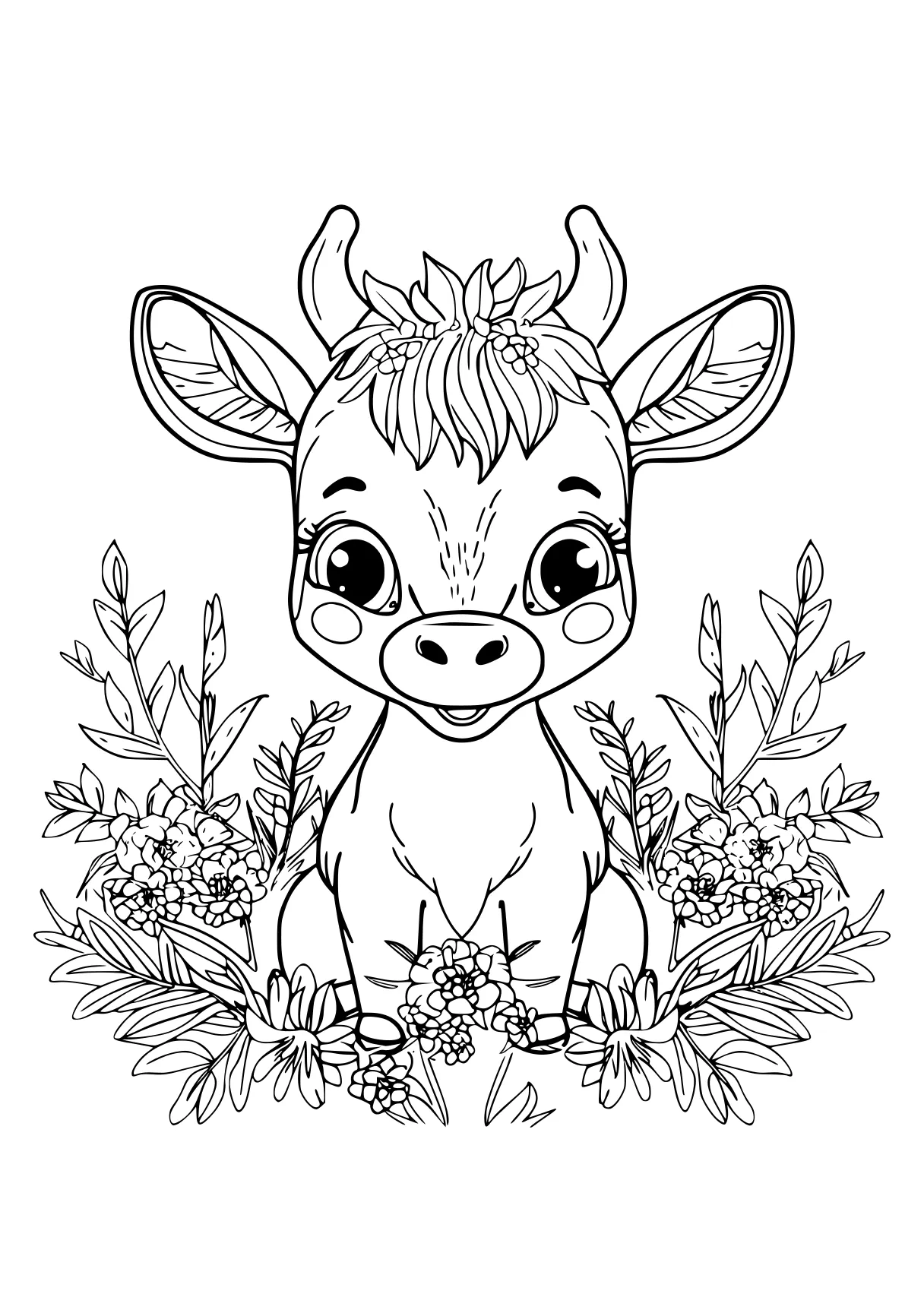 online colouring cow, deer, eevee, unicorn, free coloring page downloads