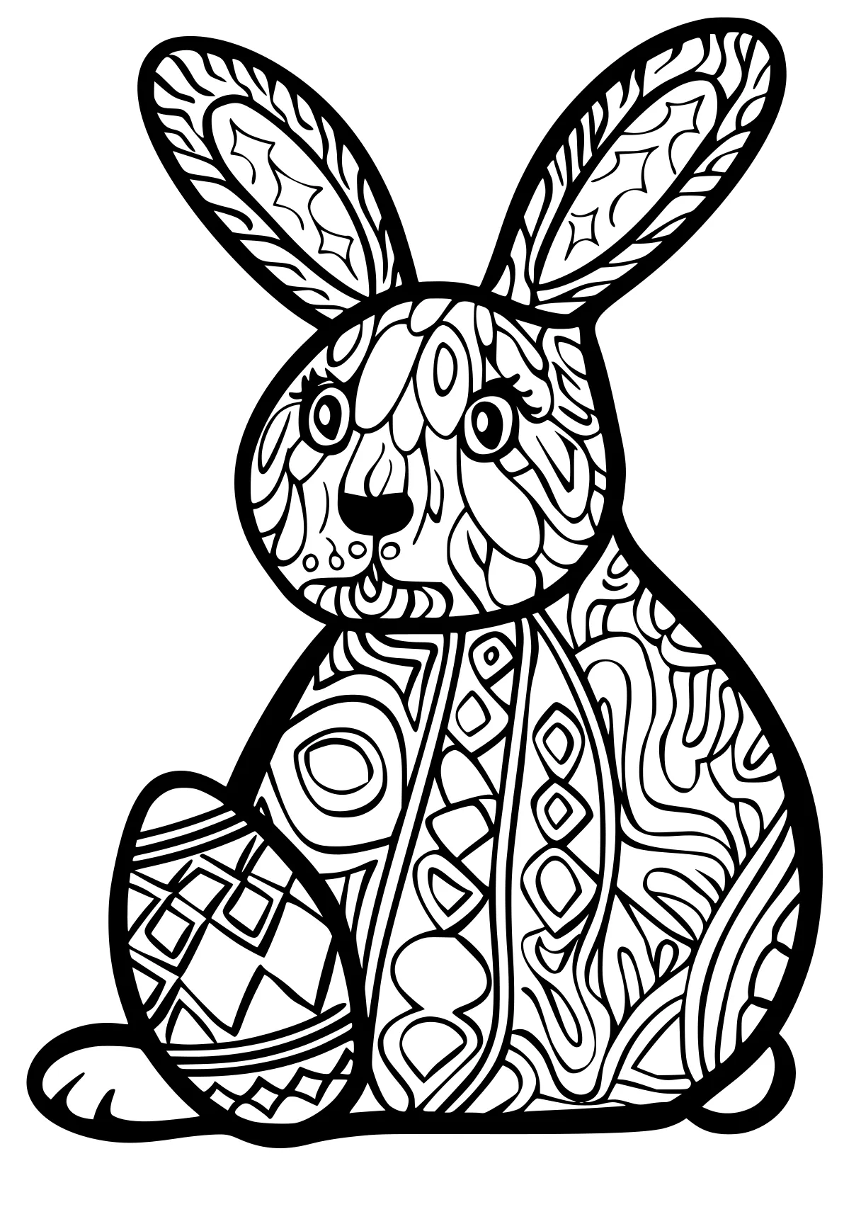 coloring pages for easter rabbit, zentangle, bunny, free page downloads