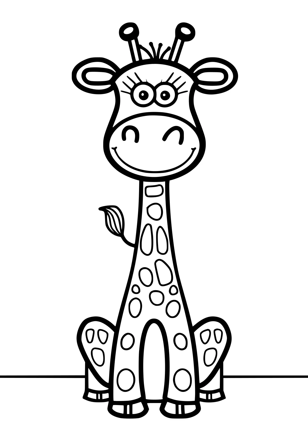 preschool coloring pages giraffe, deer, zebra, cow, safari, free page downloads