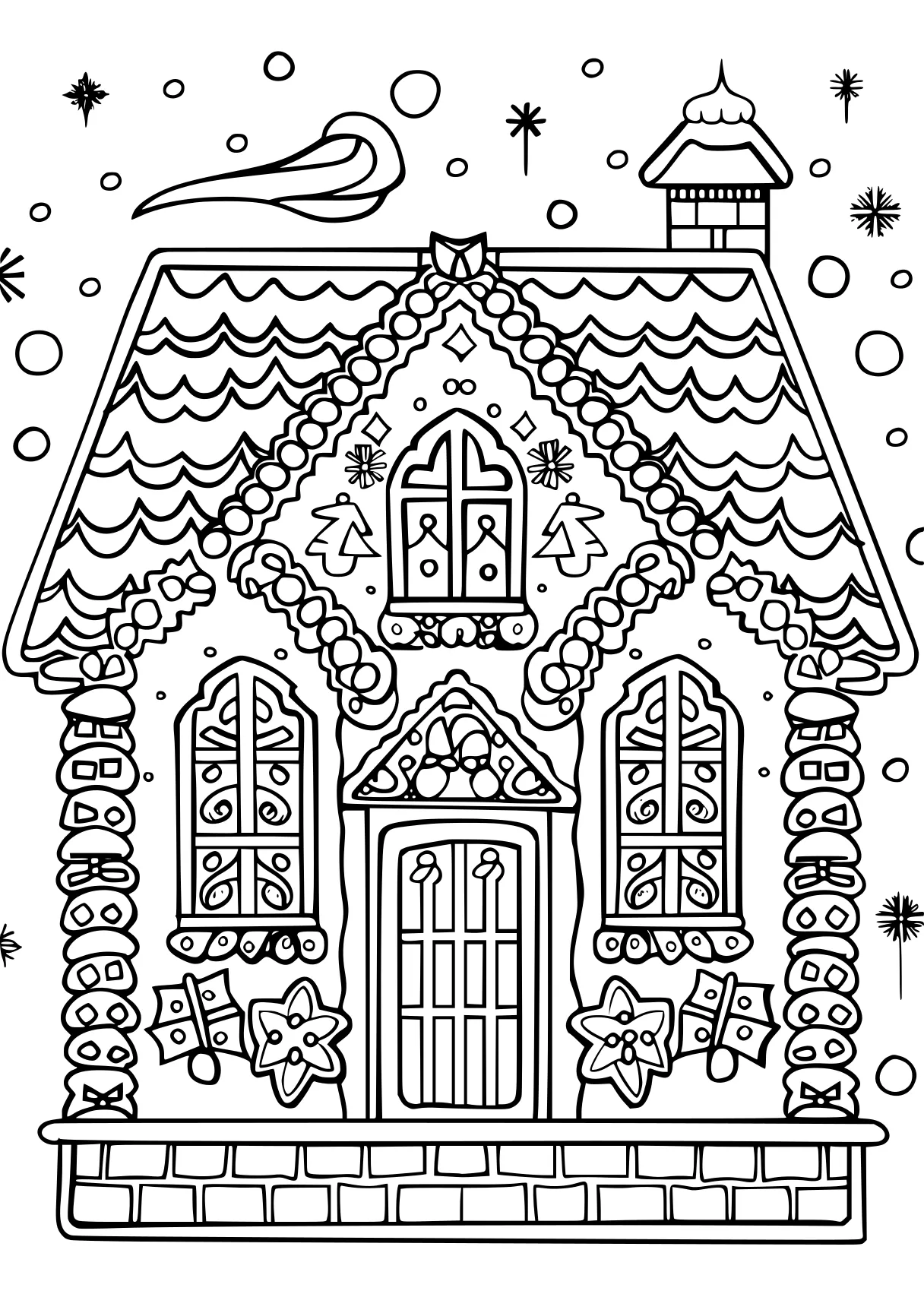 gingerbread house coloring page, zentangle, gingerbread, ornament, free downloads