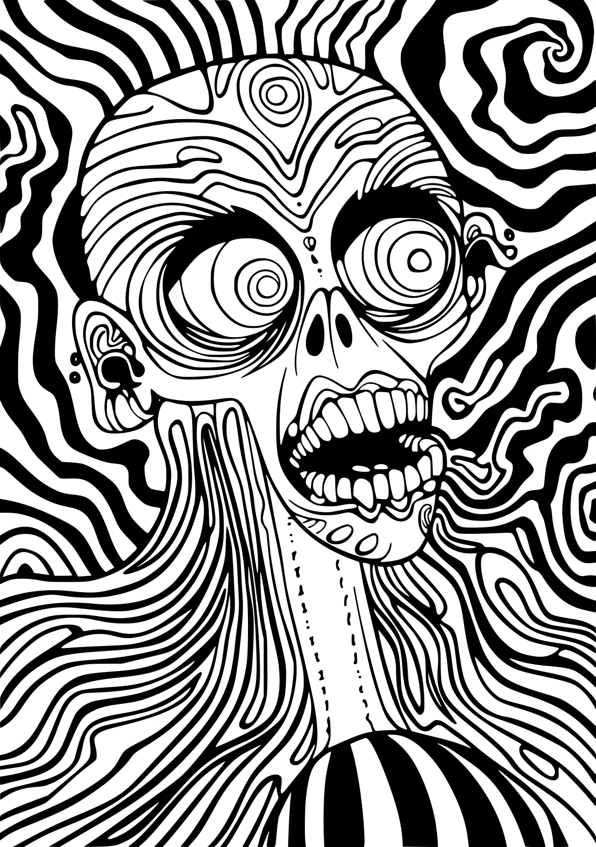 trippy coloring pages acid, zombie, digital, twisty, creature, free page downloads