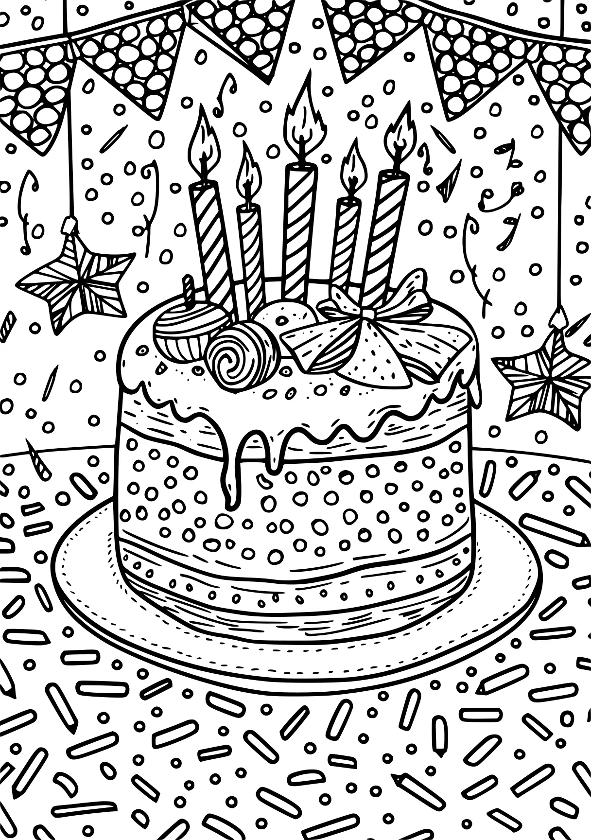 birthday coloring page, birthday, cake, printables, free downloads