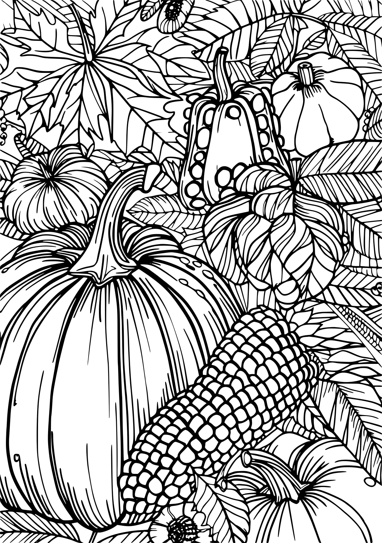 fall coloring pages, zentangle, acorn, corn, free page downloads