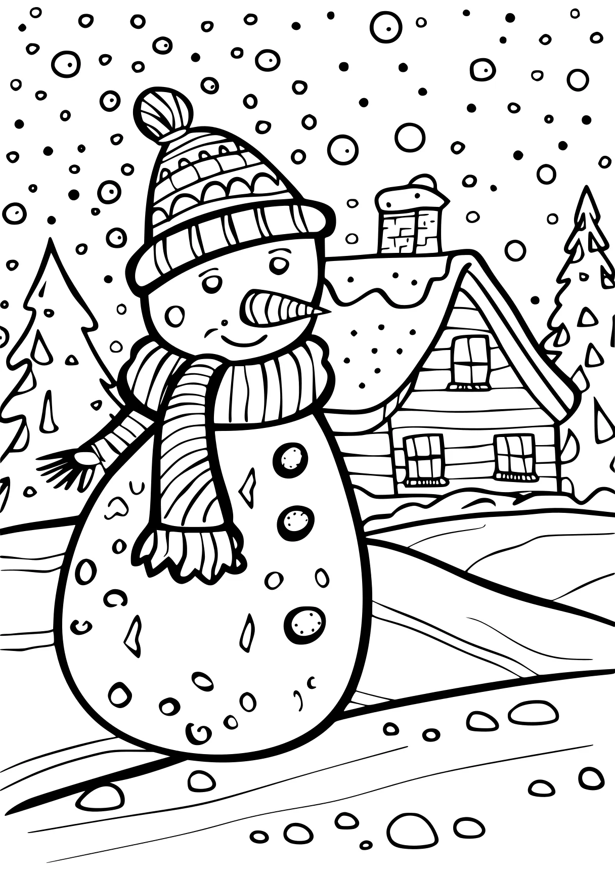 winter coloring snowman, winter, december, free page downloads