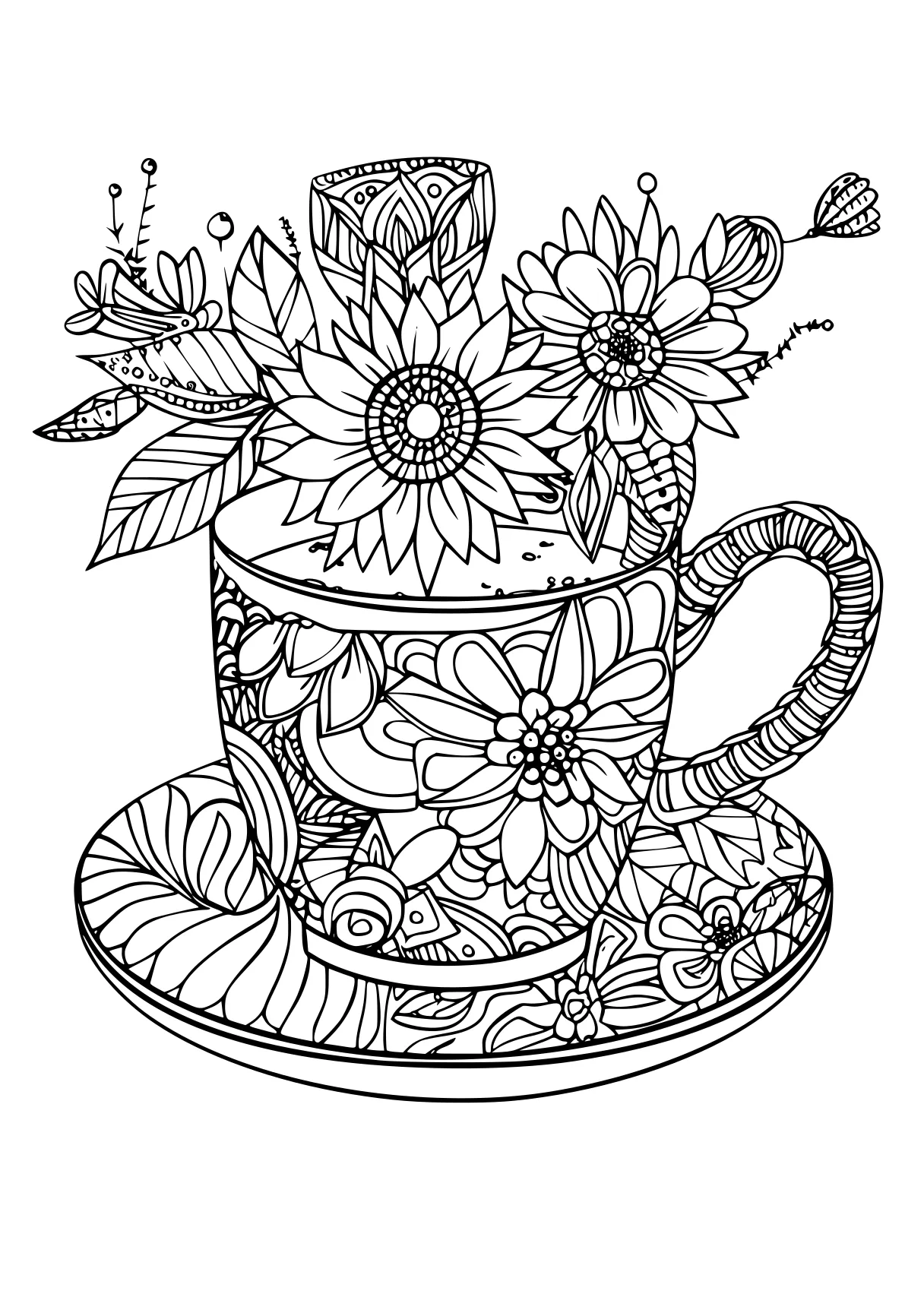 coloring pages for adults online, cup, zentangle, colouring, free page downloads