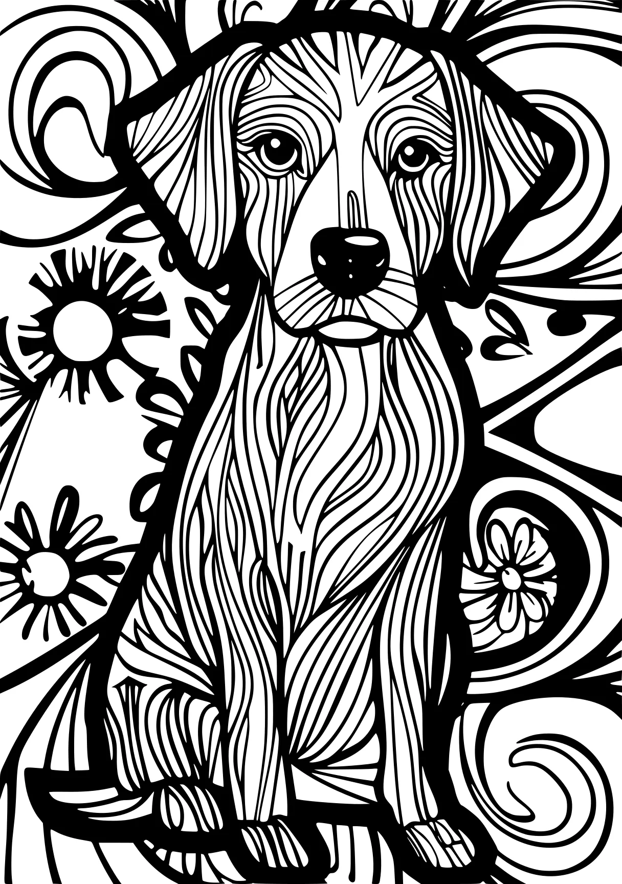 dog coloring pages retriever, illustrator, zentangle, free page downloads