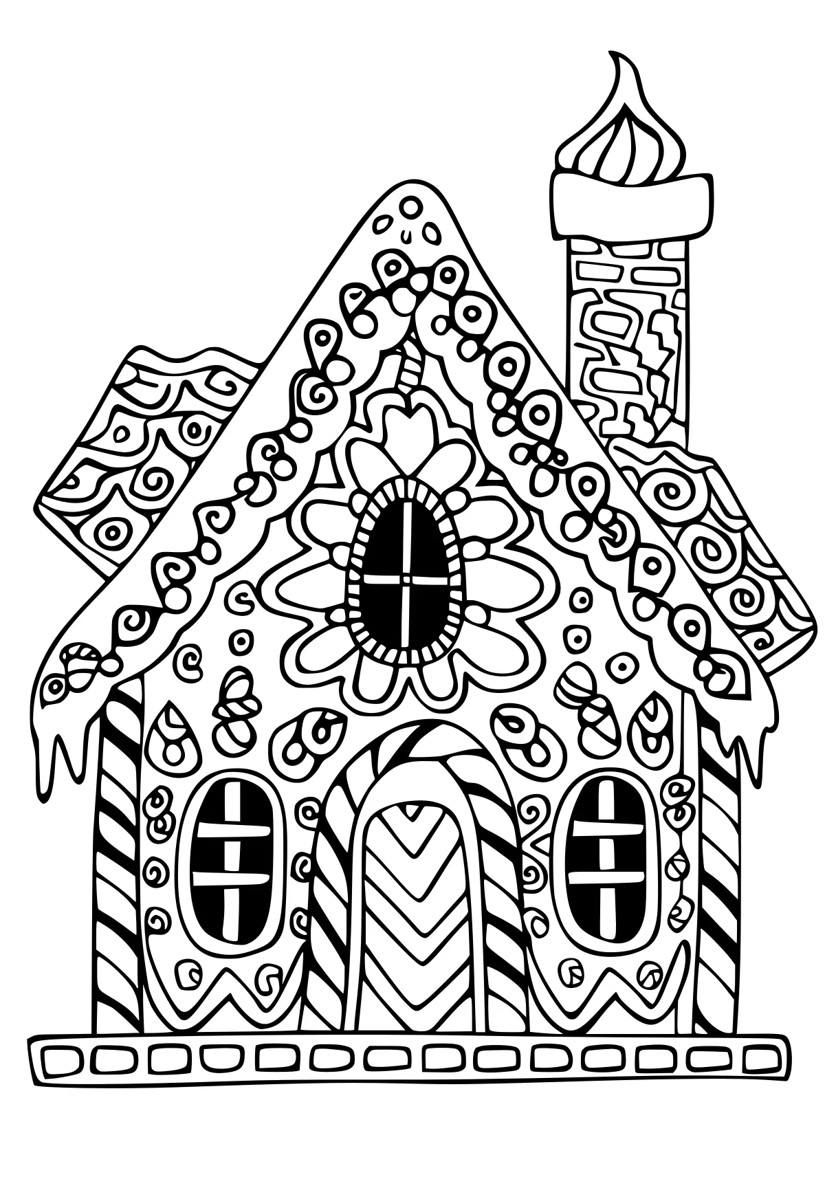 gingerbread house coloring page zentangle, ornament, colouring, free downloads