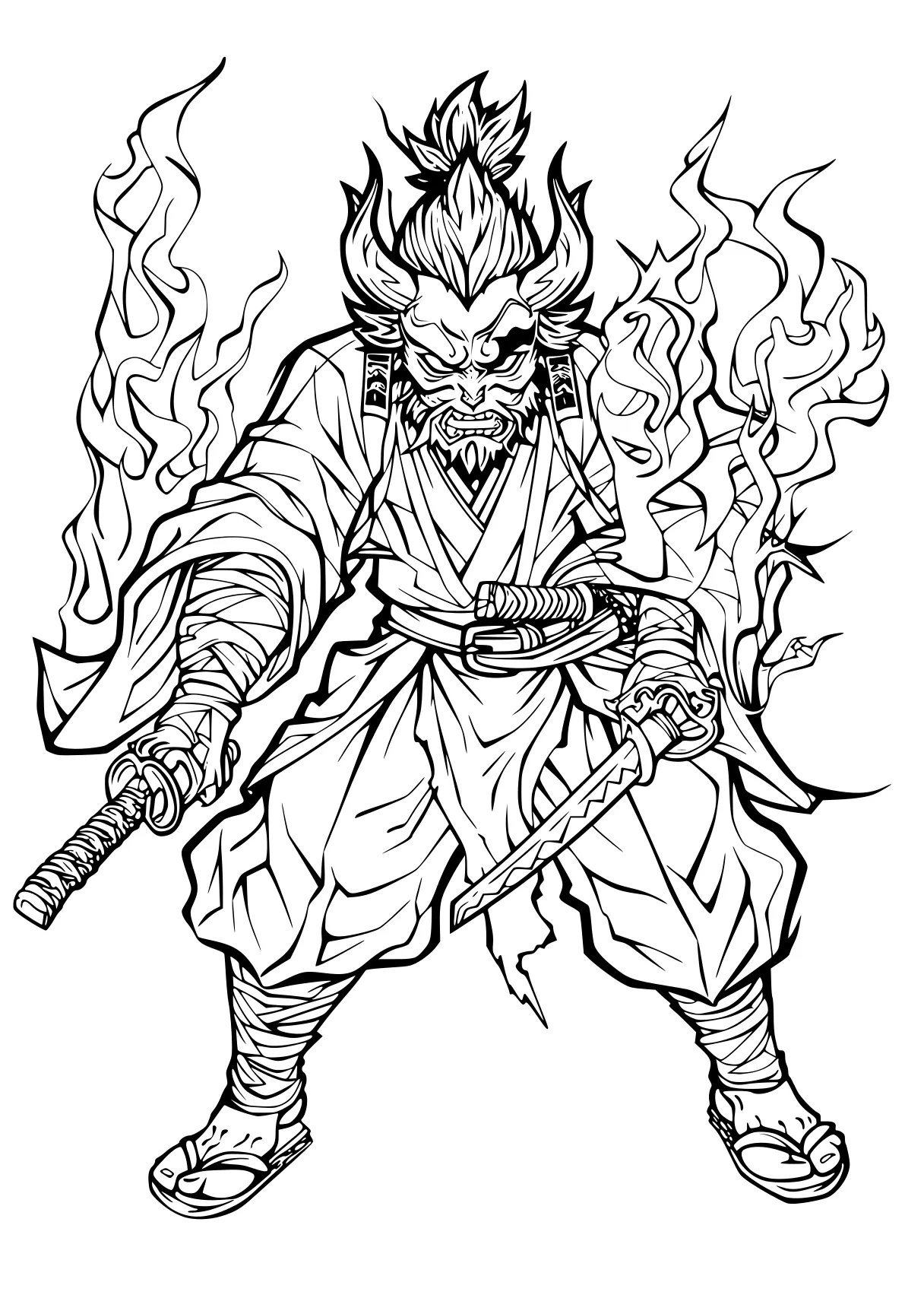 demon slayer coloring pages tanjiro, kaido, dragon, demon, ranger, free page downloads