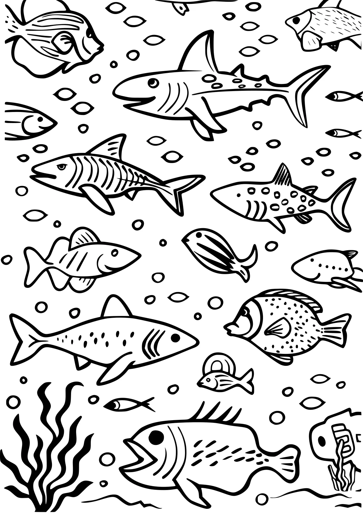 ocean animals coloring pages fish, aquarium, guppies, free page downloads