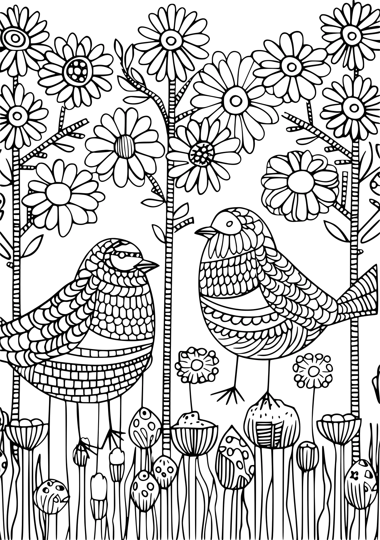 coloring games online free, zentangle, birds, printables, page downloads