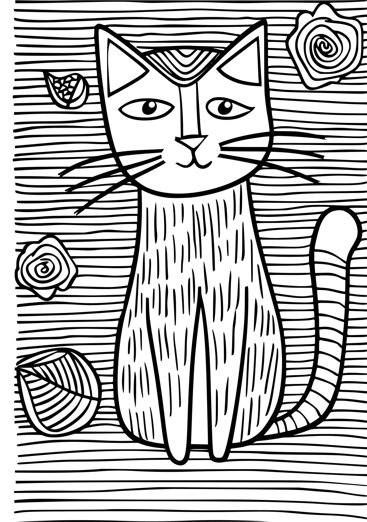 coloring pages to print zentangle, cat, kitty, free page downloads