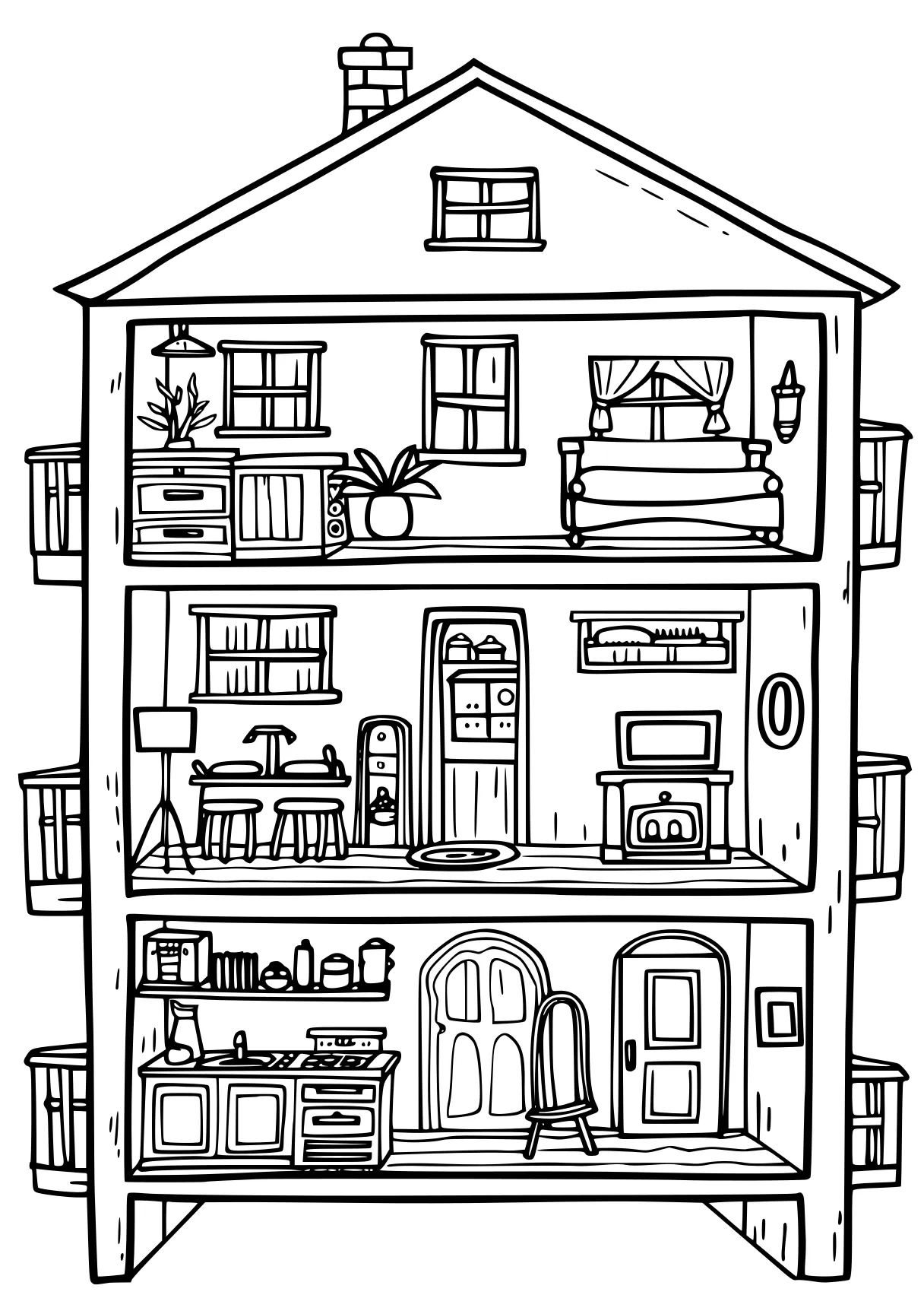 gabby's dollhouse coloring page dollhouse, house, kitchen, free downloads