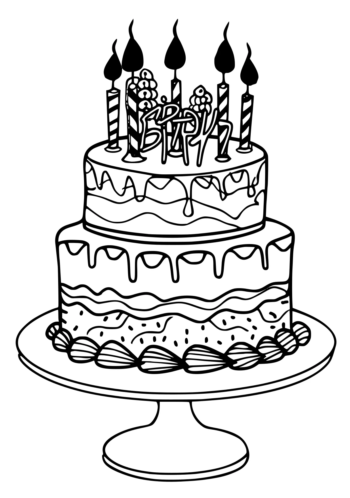 birthday cake coloring page cake, birthday, spiroglyphics, free downloads