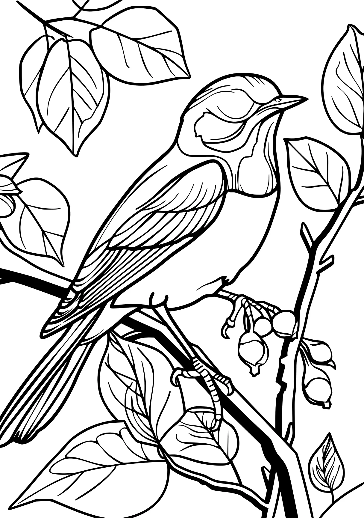 bird coloring pages for adults, KIDS page kids style of book, empty background, super thick black vector lines, and white, Black-and-white Bold Outlined Thick-lined Flat 2D, Simple, Clean, Cartoonish, Unfilled, Solid, Playful  shading shadow text fonts letters watermark words typography slogans strokes sketch signature gray grey dither dithering grayscale 70:99