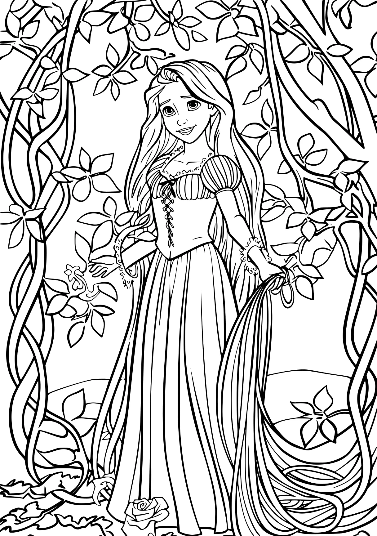 rapunzel coloring page rapunzel, tangled, jasmine, free downloads