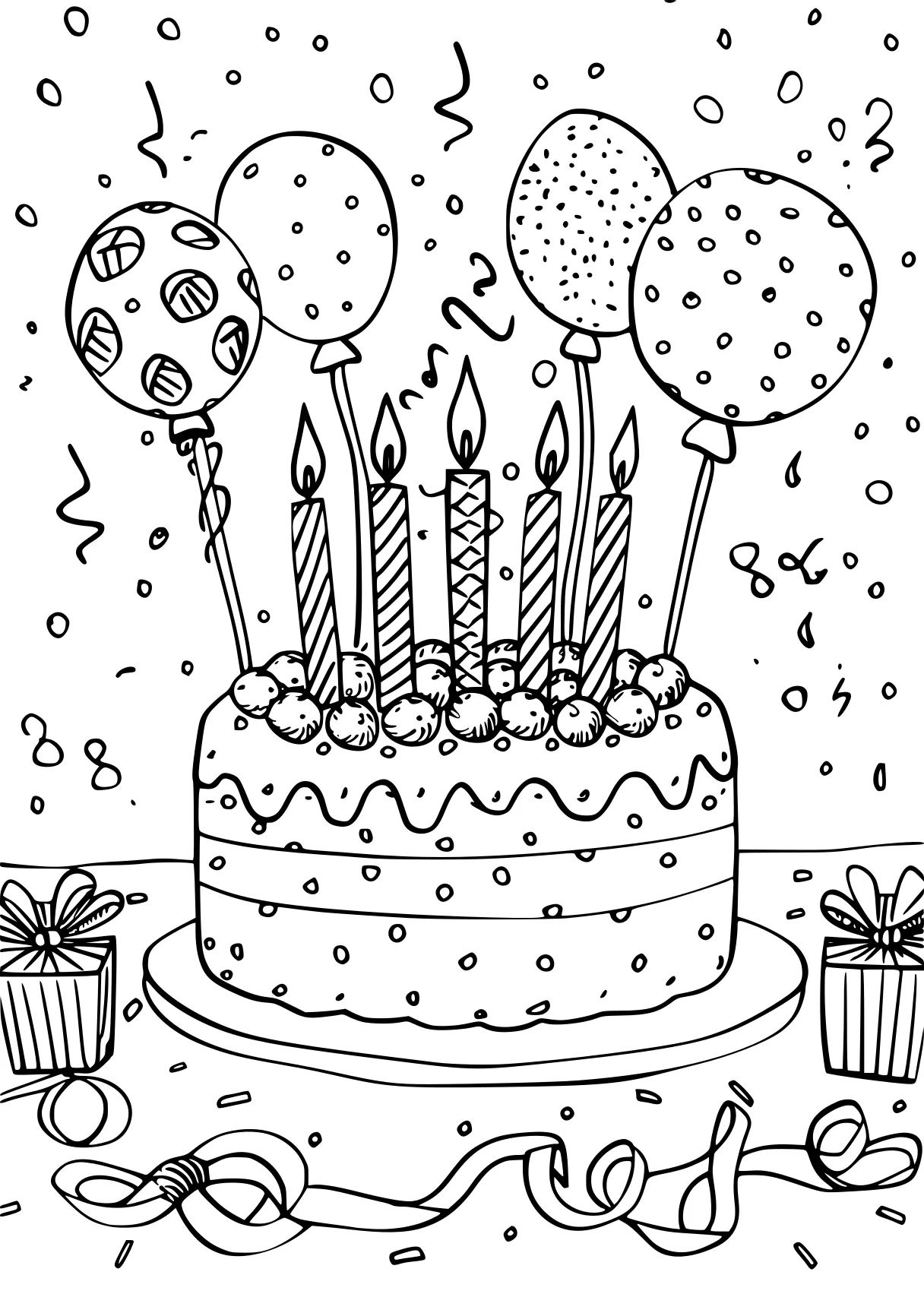 birthday coloring page, birthday, printables, cake, free downloads