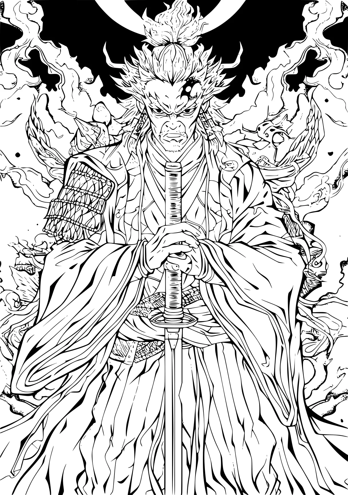 demon slayer colouring pages kaido, tanjiro, kingdom, free coloring page downloads