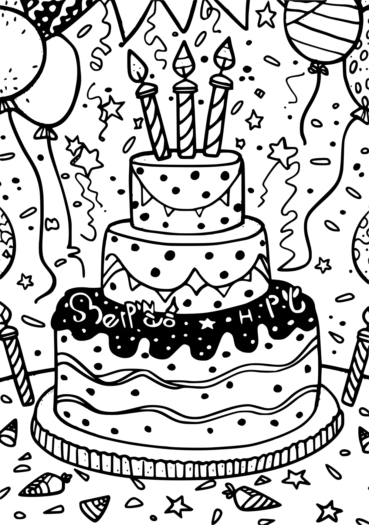 birthday coloring sheets, cake, birthday, printables, free page downloads