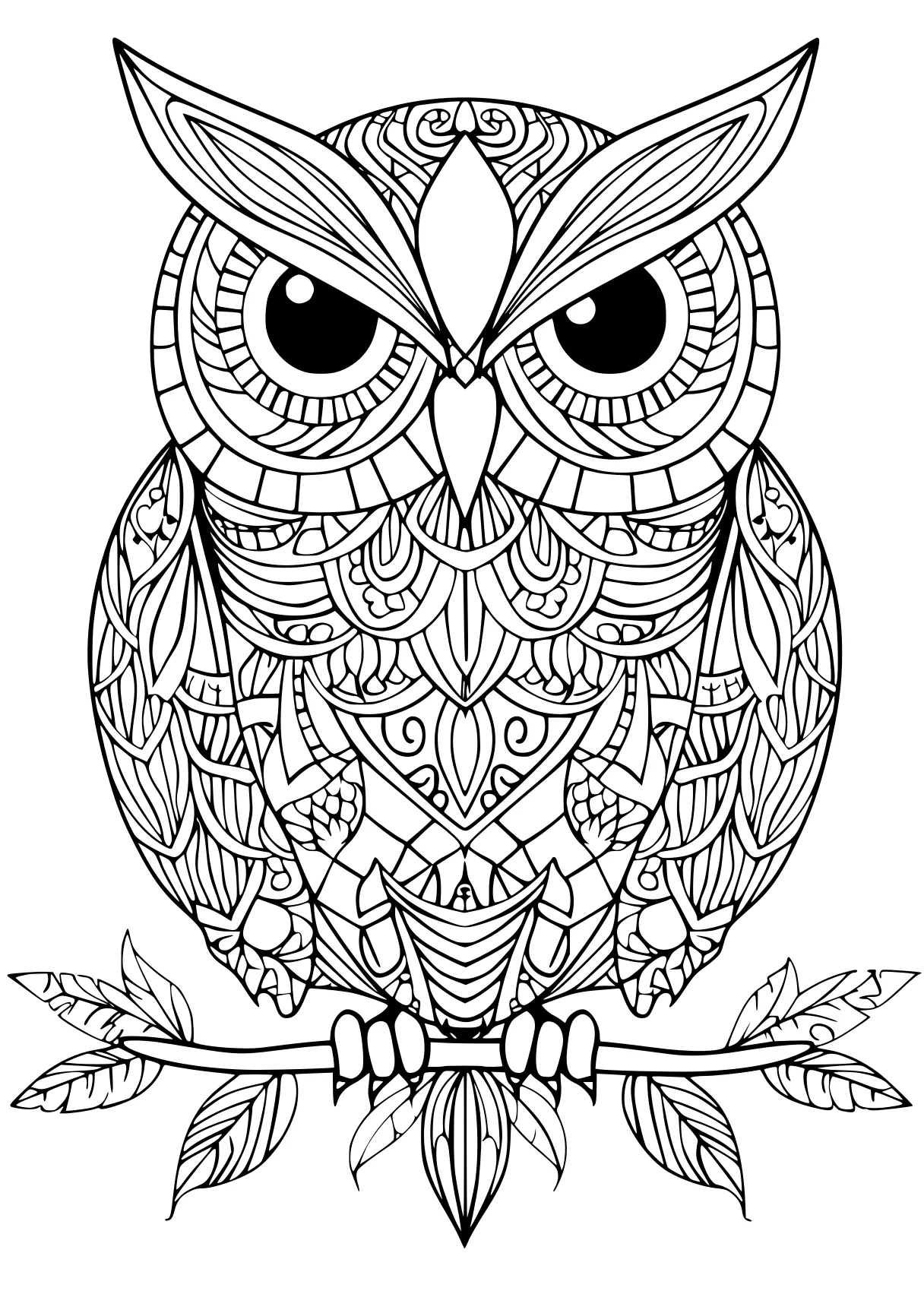 free printable coloring pages owl, illustrator, zentangle, page downloads