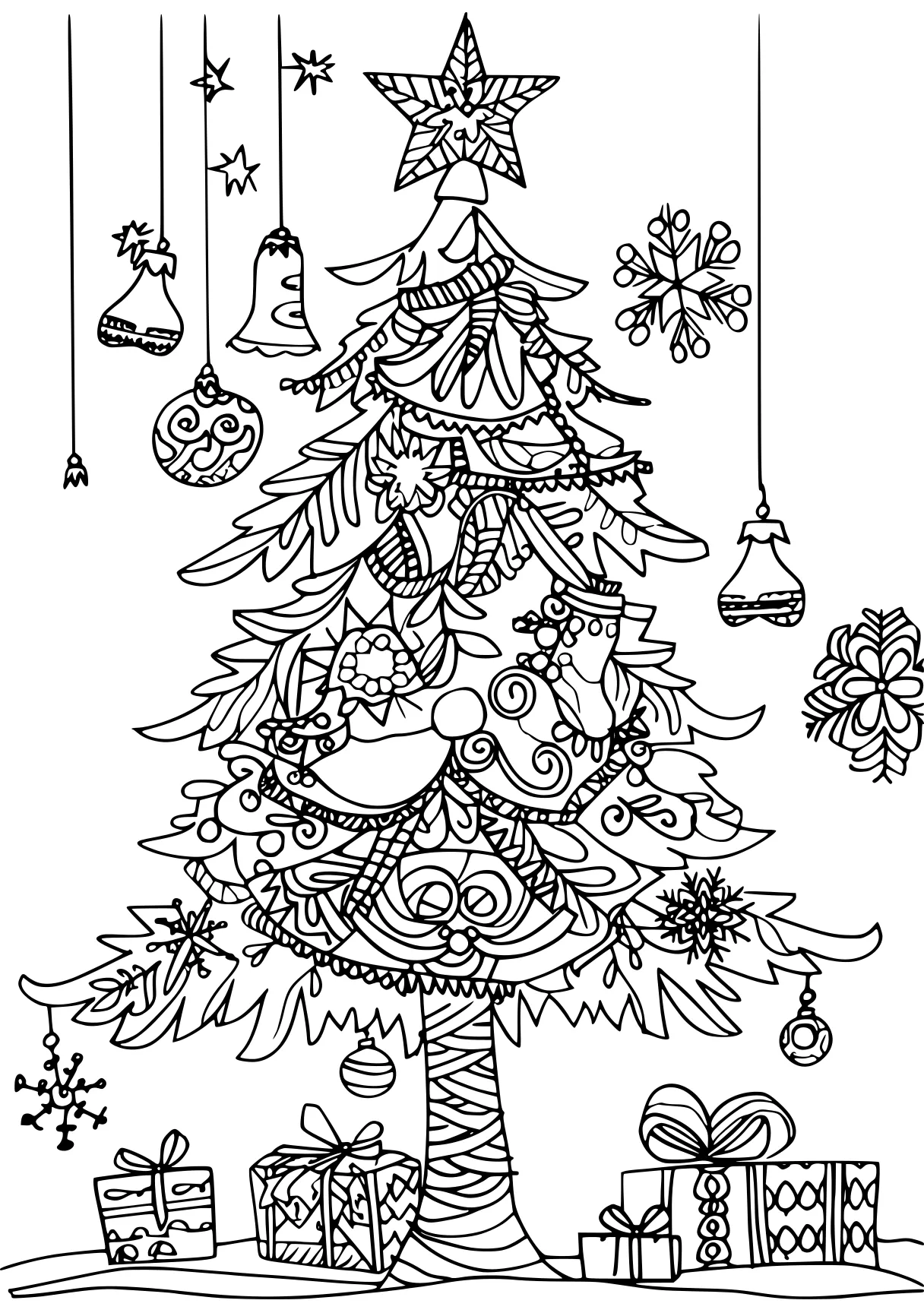 christmas coloring pages ornament, tree, zentangle, free page downloads