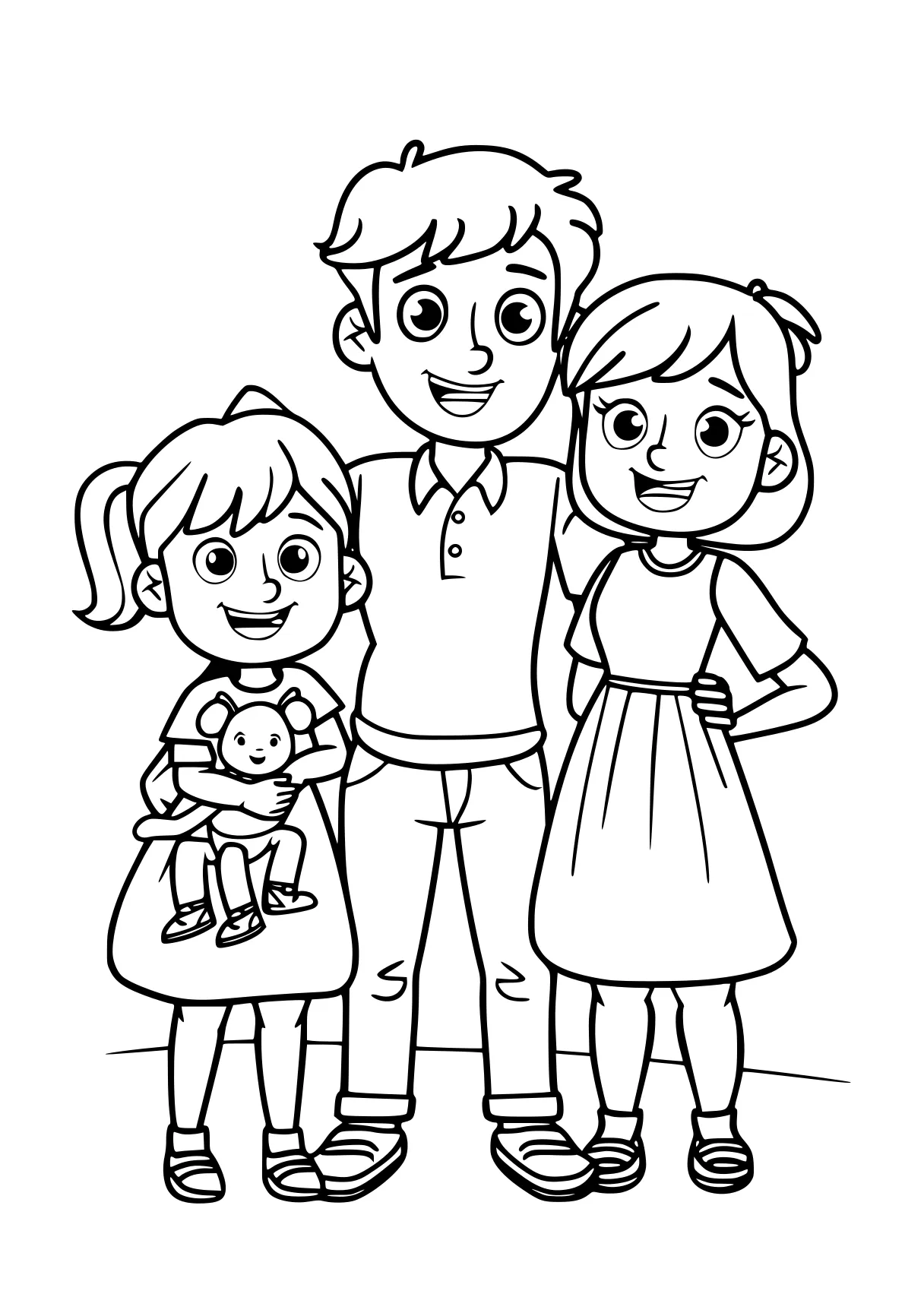 family coloring page children, kids, preschool, free downloads