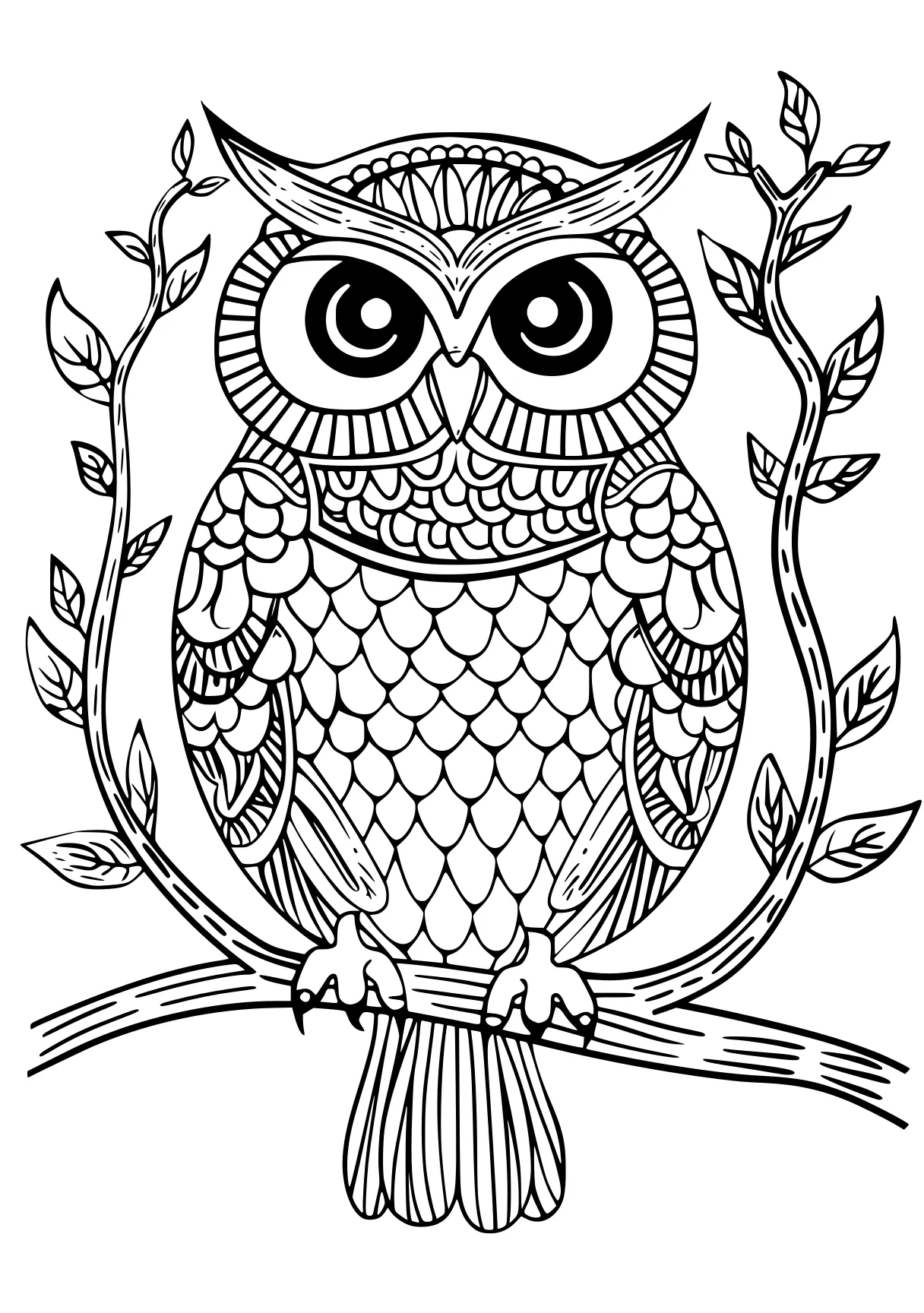 free coloring pages pdf format owl, illustrator, zentangle, page downloads