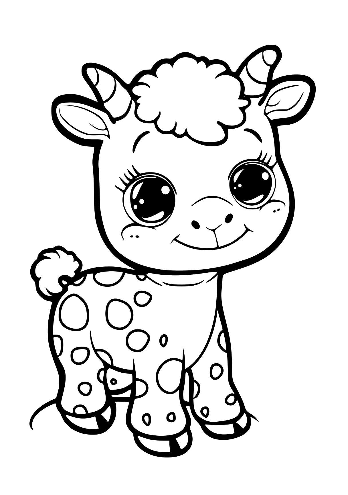 coloring pages cute animals giraffe, llama, sheep, cow, deer, free page downloads