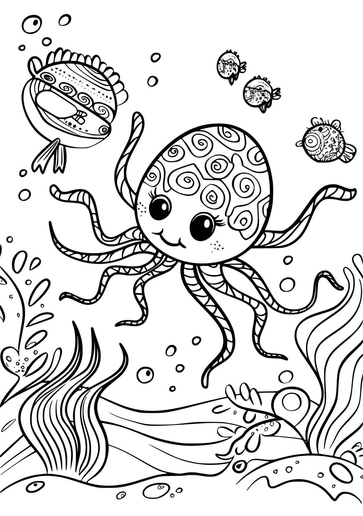 coloring book pages octopus, jellyfish, octonauts, free page downloads