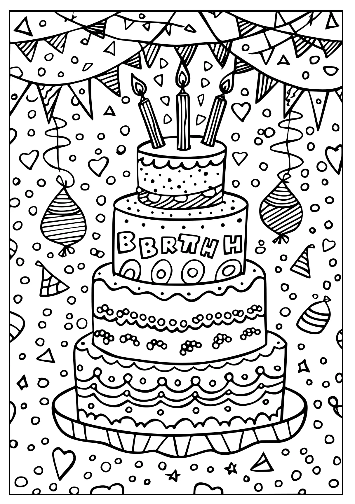 birthday coloring sheets, birthday, zentangle, cake, free page downloads