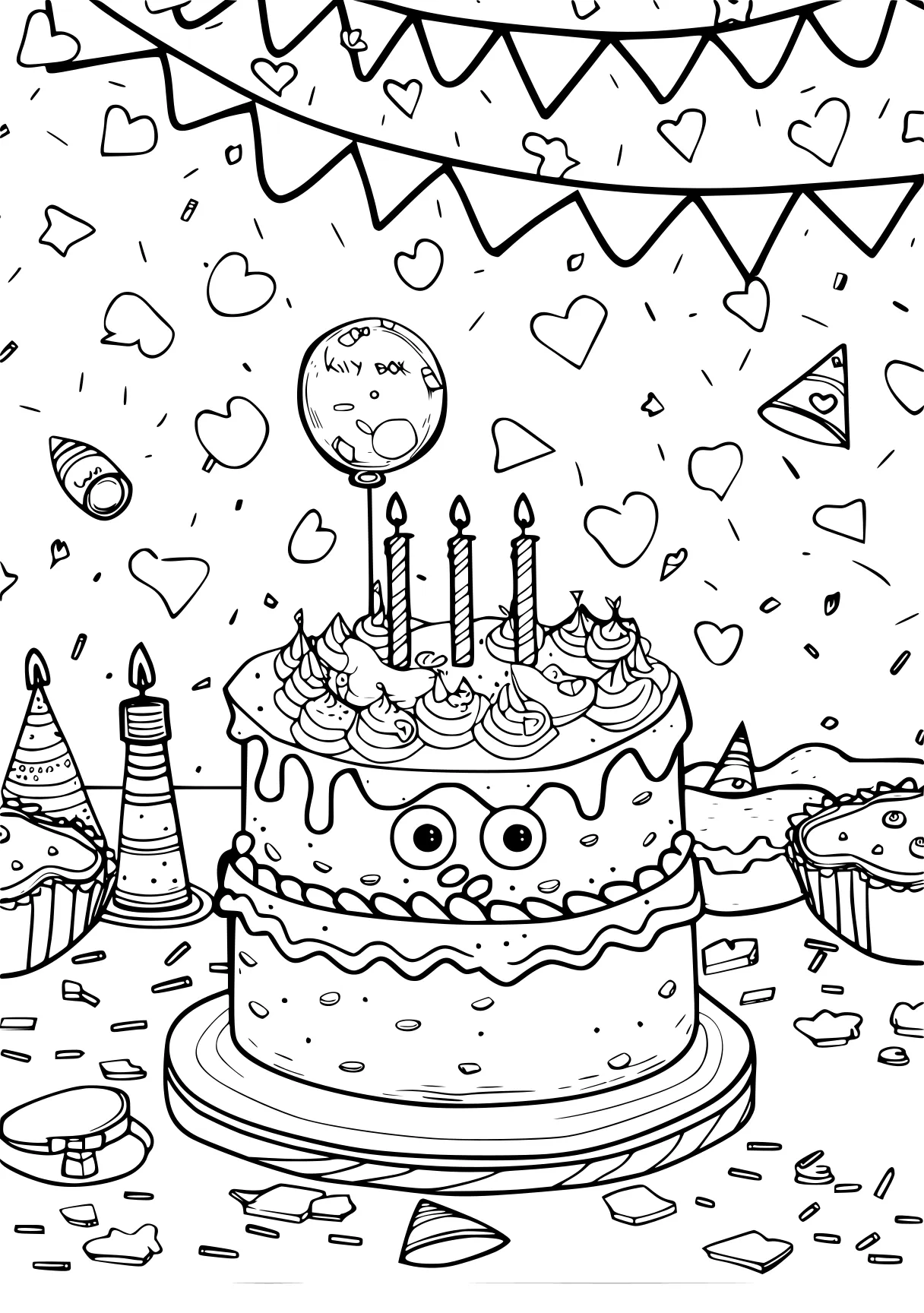 bluey coloring pages, birthday, printables, cake, free page downloads