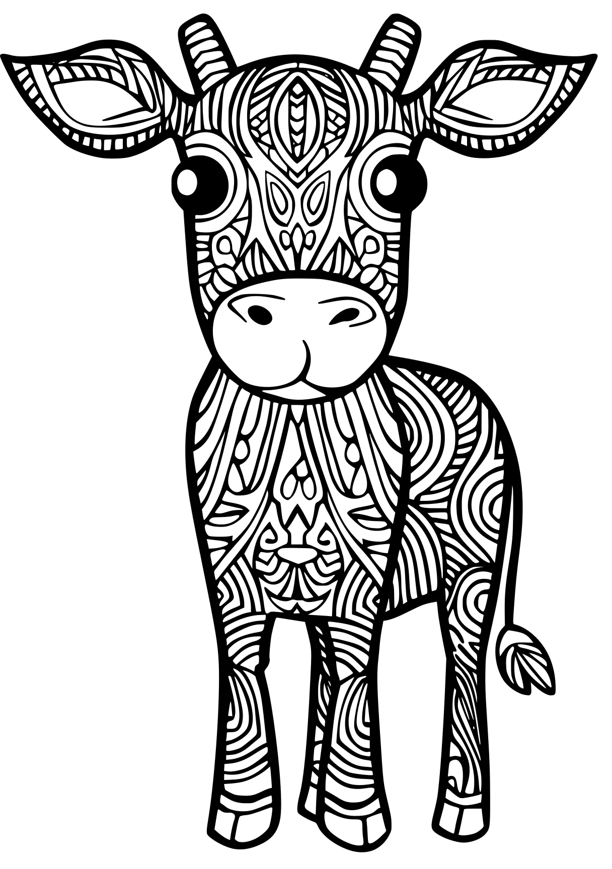 farm animal coloring pages deer, cow, zentangle, giraffe, llama, free page downloads