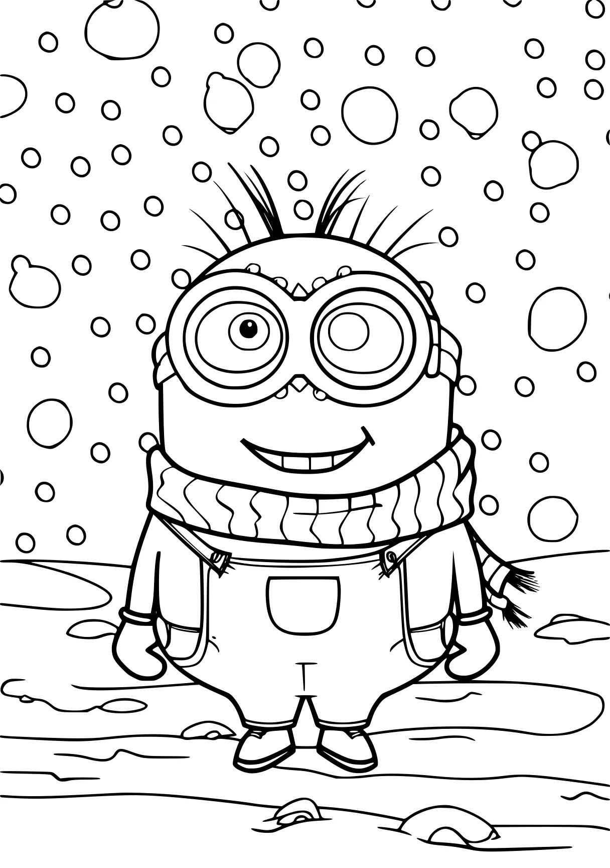 printable pictures minion, minions, winter, snow, snowman, free coloring page downloads