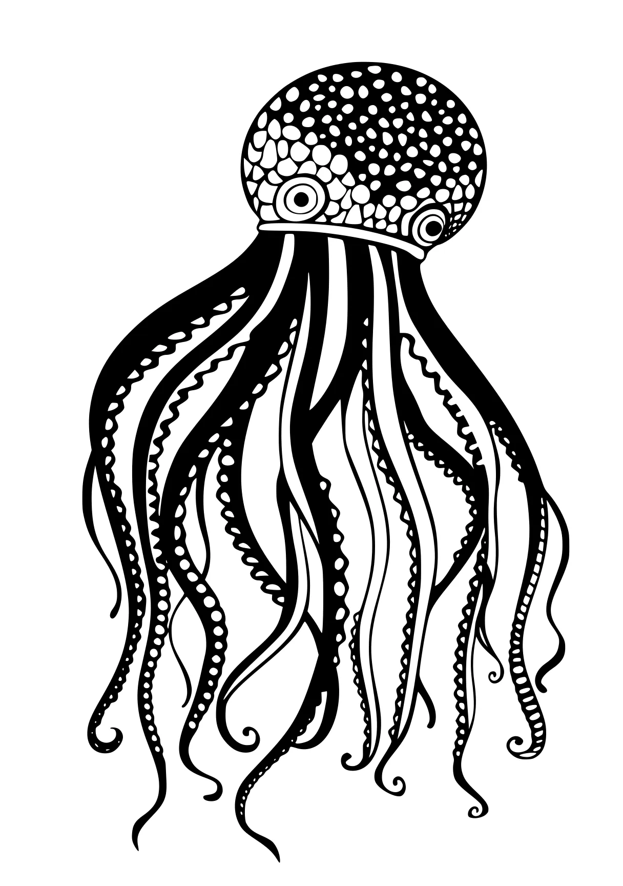 sea creature coloring page octopus, jellyfish, illustrator, zentangle, siren, free downloads