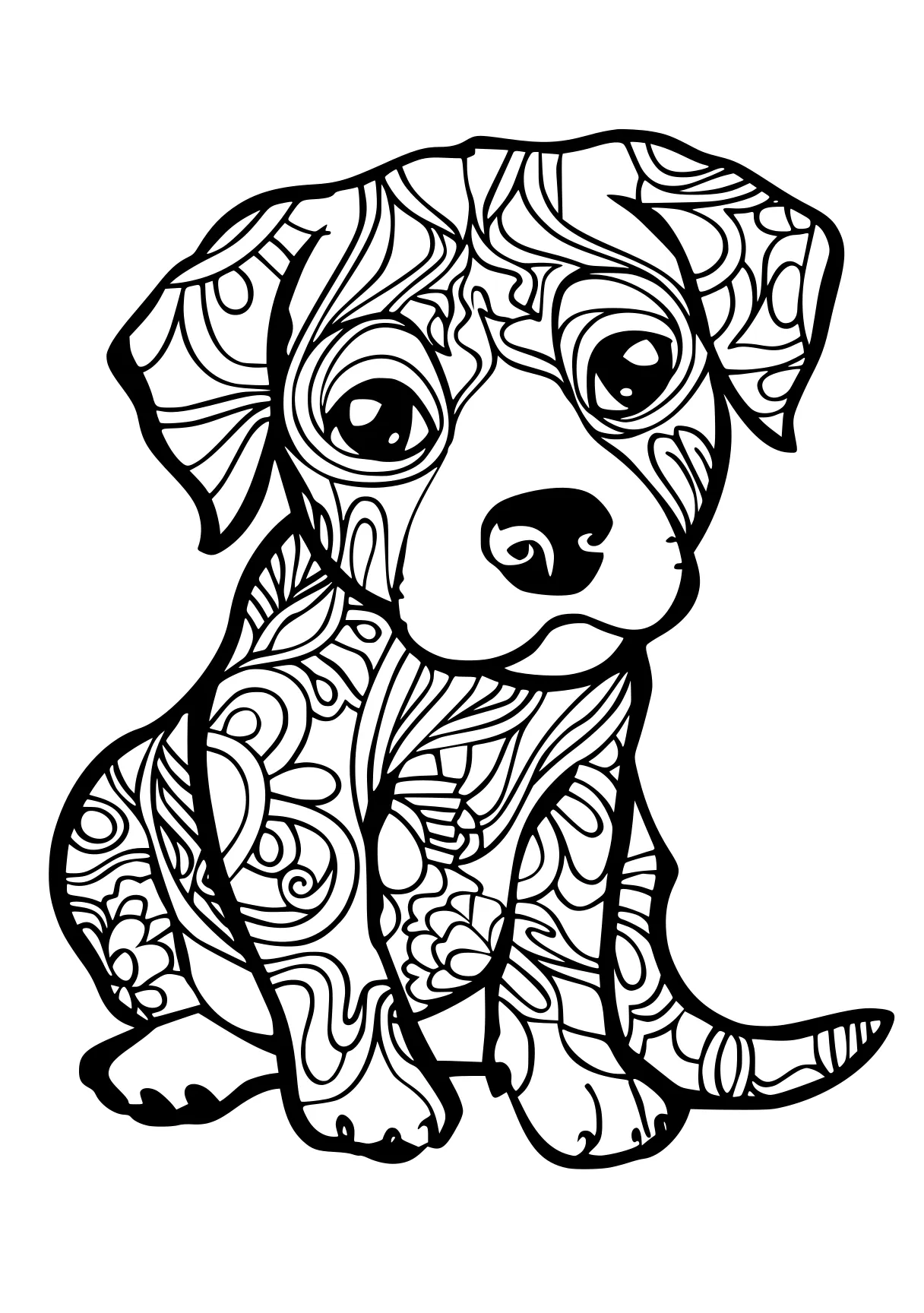 dog coloring pages, illustrator, bulldog, zentangle, free page downloads