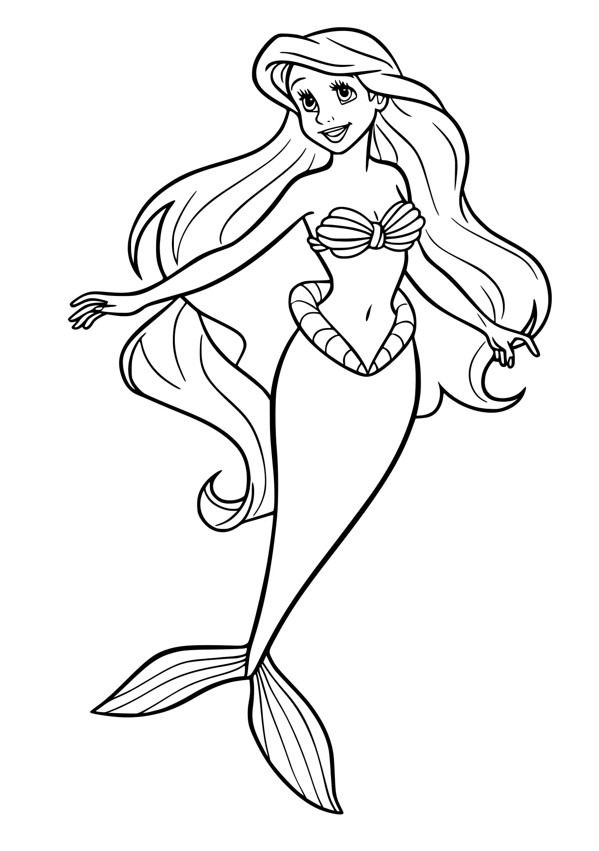 little mermaid coloring page mermaid, ariel, siren, jasmine, free downloads