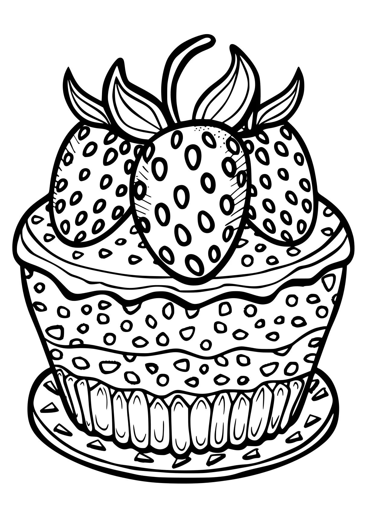 strawberry shortcake coloring page cupcake, cake, zentangle, free downloads