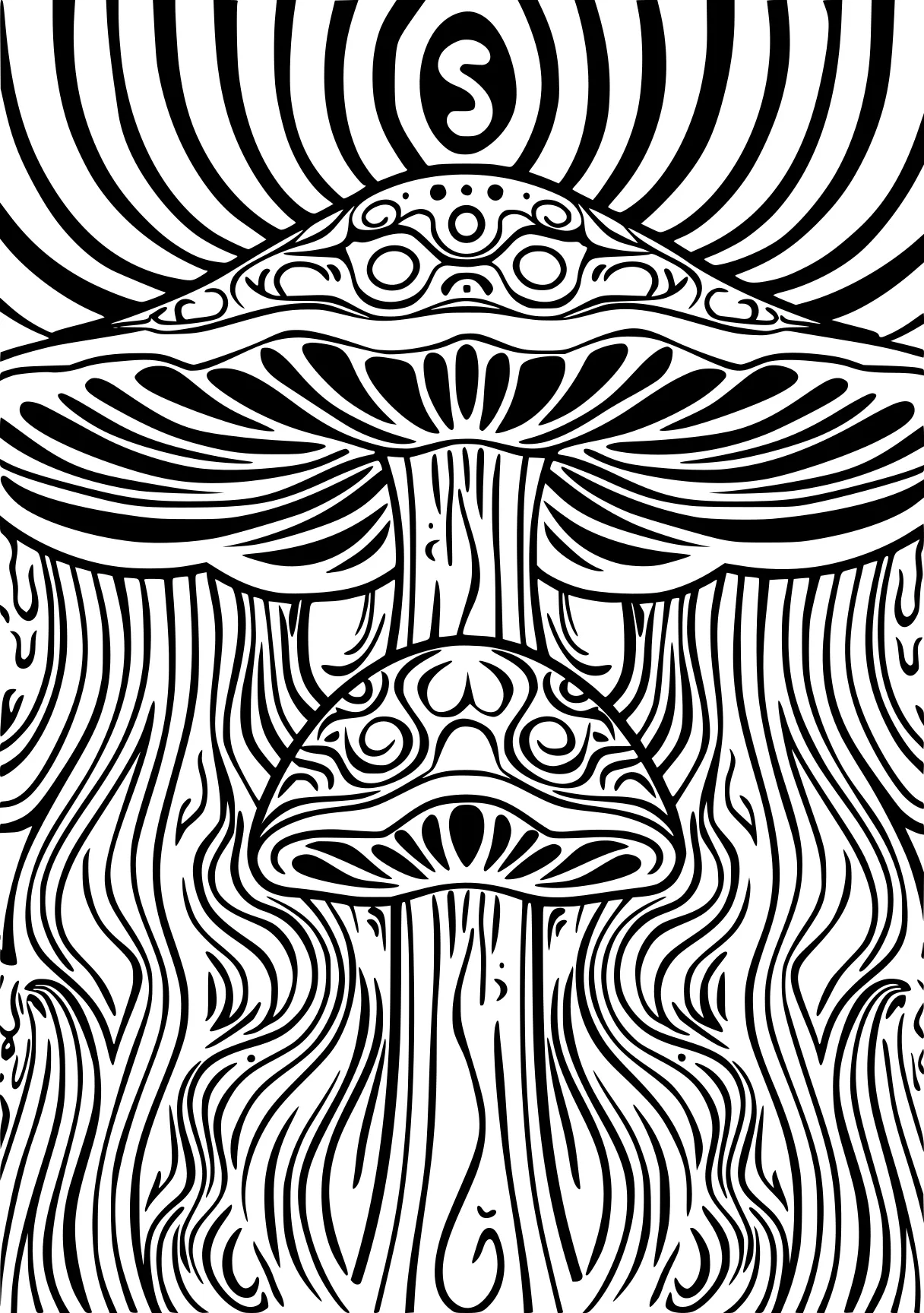 trippy coloring pages mushroom, acid, mandala, free page downloads