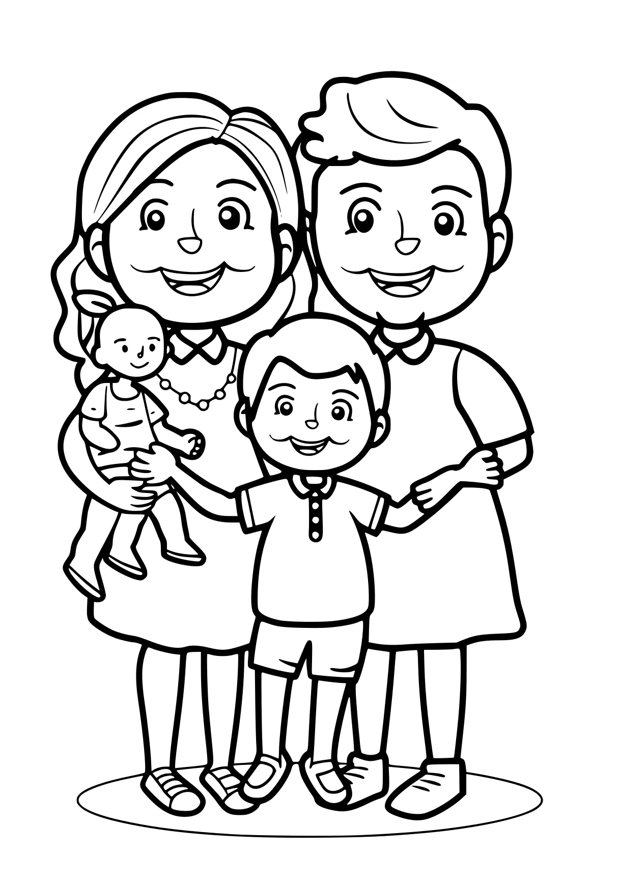 family coloring page, children, family, printables, free downloads