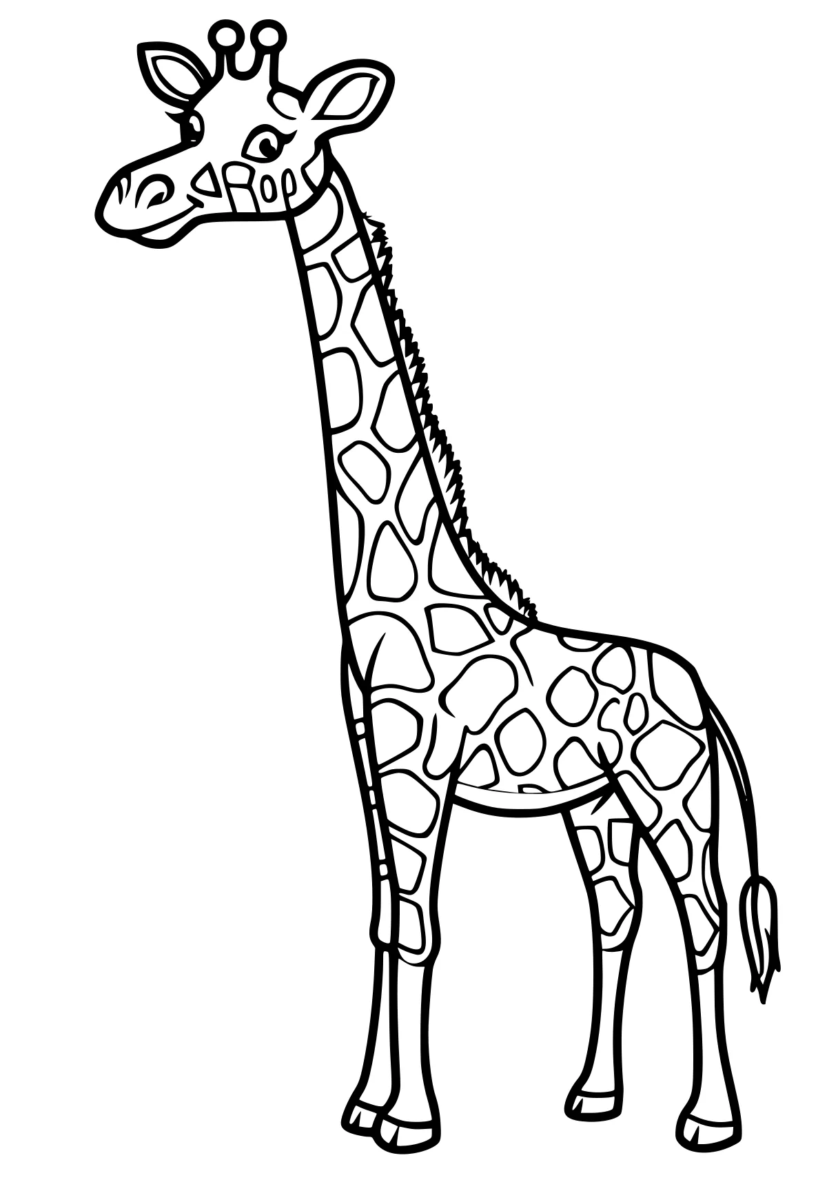 coloring pages cute animals giraffe, brachiosaurus, llama, camel, free page downloads