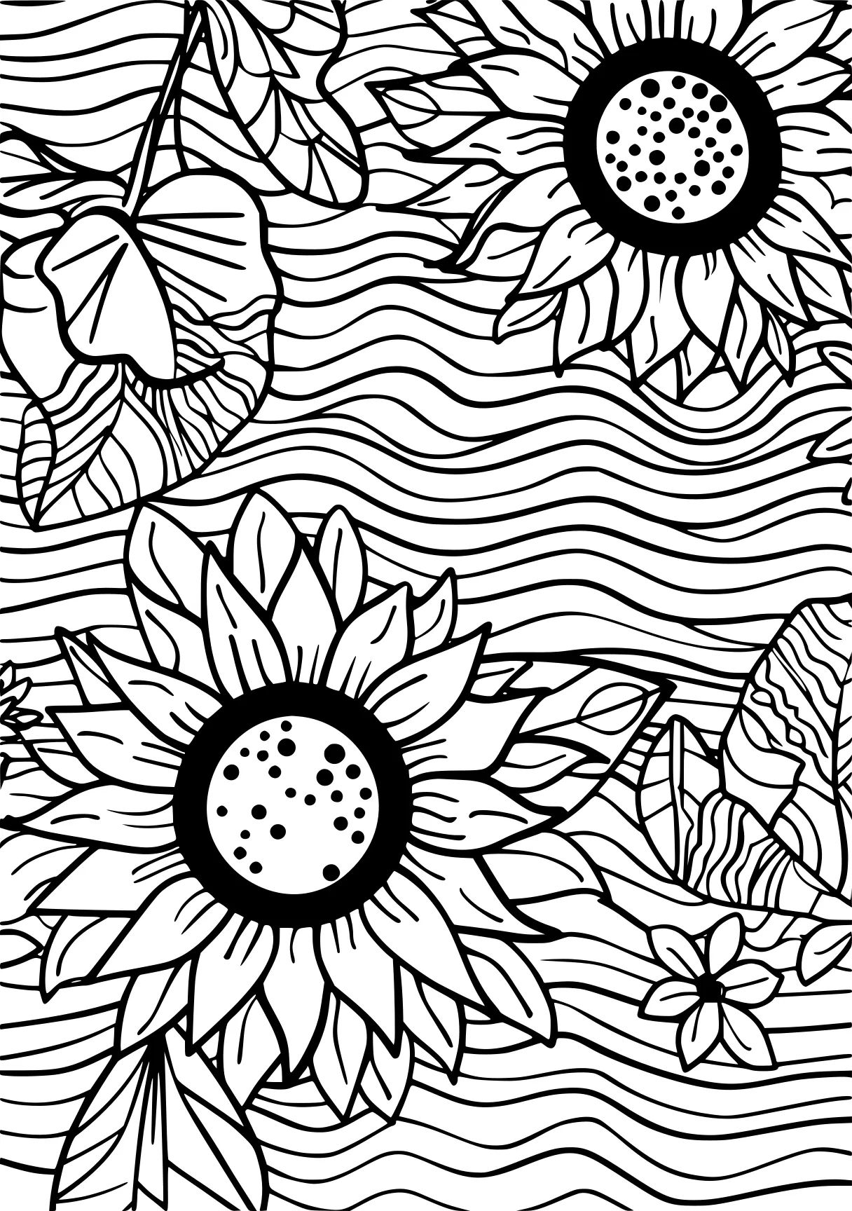 summer coloring, zentangle, sunflower, pattern, free page downloads