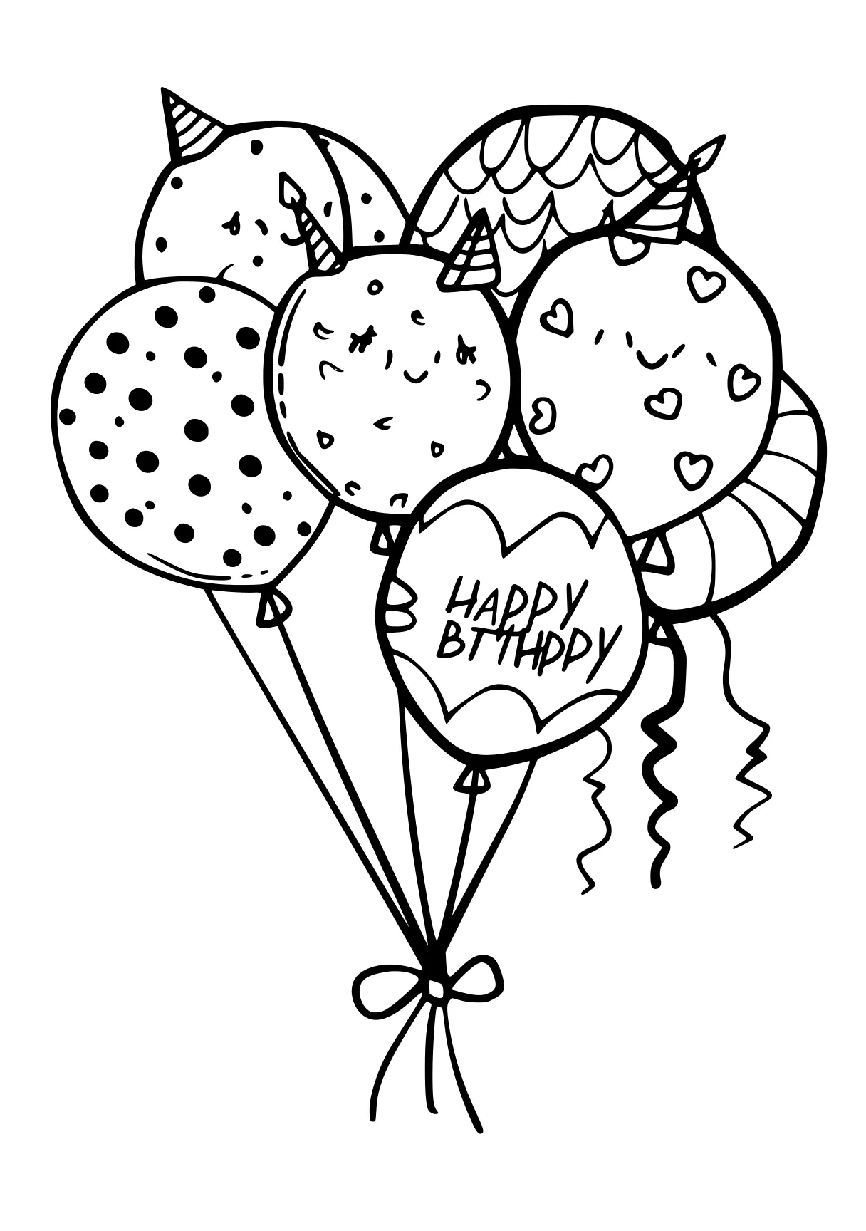 happy birthday coloring sheet balloons, printables, birthday, free page downloads