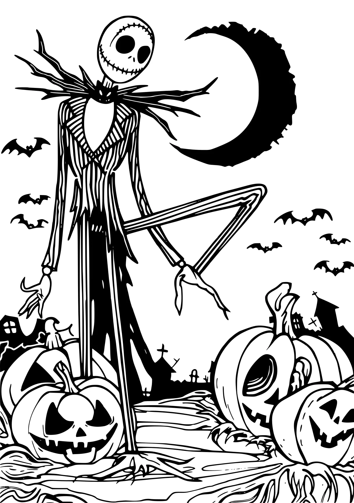 nightmare before christmas coloring pages skellington, scarecrow, witchy, witch, halloween, free page downloads